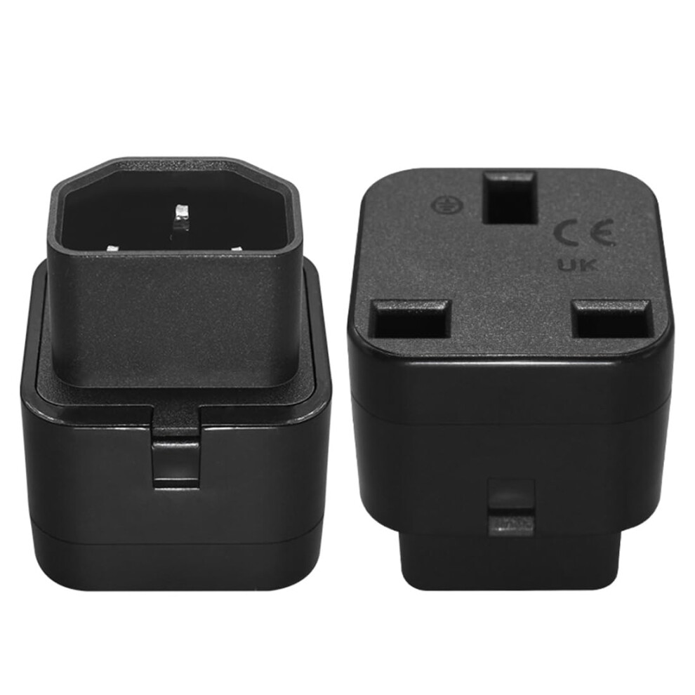 Strhowill 2 Pack Iec320 C14 To Uk 3-Pin Plug Adapter,Male C14 To Female Bs1363 Power Cord Connector,13A 250V,For Computers,Monitors,And Appliances (I 5005501798932