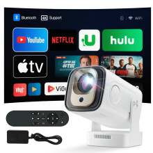 Mini Projector 4K Portable 16000L 1080P HD WiFi/BT5.4 Projector for Bedroom Smart Projectors for Home Cinema Movie Certified & Electric Focus