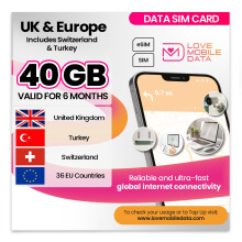 Love Mobile Data Only Sim Card - International Multi-Network 4G/5G Prepaid Data Sim for Mobile Phones, WiFi Routers, & More, UK (O2, Three & Vodafone