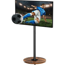 unho Floor TV Stand with Wheels Adjustable Height Wooden Base VESA 600x400 for 40-75 Inch Black