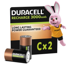 DURACELL C Rechargeable Batteries (2 Pack) 1.2V, 3000 mAh NiMH