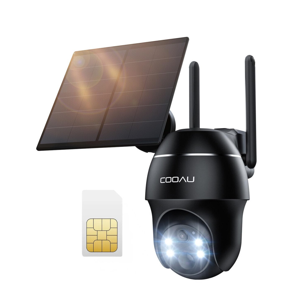 Cooau 4G Lte Cellular Security Camera Outdoor Wireless With Sim Card, 2K 360 Ptz Battery Camera,Solar No Wifi Wireless Outdoor Camera,Motion Detecti 5000993605829