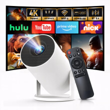 WEMI Mini Projector, Smart Projector WiFi 6 Bluetooth, Native 720P 4K Support, Portable Small Home Cinema for Bedroom & Outdoor, Ceiling, Wireless, A