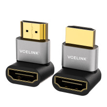 VCELINK Right Angle HDMI Adapter 8K, HDMI Connector 90 and 270 degree, Male to Female HDMI Adapter 2.1 Gold Plated Support 8K@60Hz, 4K@120Hz for TV,