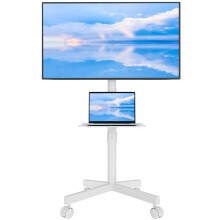 BONTEC Mobile TV Stand on Wheels, Free Standing TV Stand for 23-60 Inch LED LCD Plasma TVs, Rolling Floor TV Cart with Height Adjustable Laptop Shelf