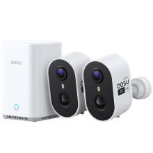aosu 2K Security Cameras Wireless Outdoor Indoor, 2 Cam Kit & 2.0 aosuBase, 120 Days Local Storage Expandable, No Subscription Required, Sound & Ligh
