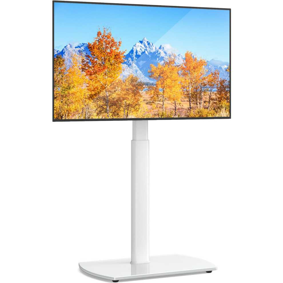 Rfiver Universal Tv Stand Slim Corner Tv Floor Stand For 32-70 Inch Tvs, Height Adjustable Swivel Cantilever Tall Tv Stand With Tempered Glass Base M 5002900155243