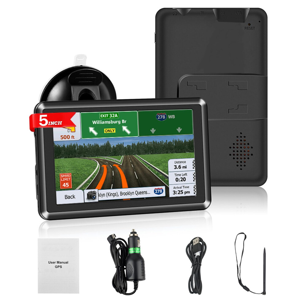 5 Inch Gps Sat Nav For Cars, Car Navigation System With Uk & Europe Maps, Lifetime Map Updates, Postcode Search, Voice Guidance, Speed Camera Alerts, 5000759015343