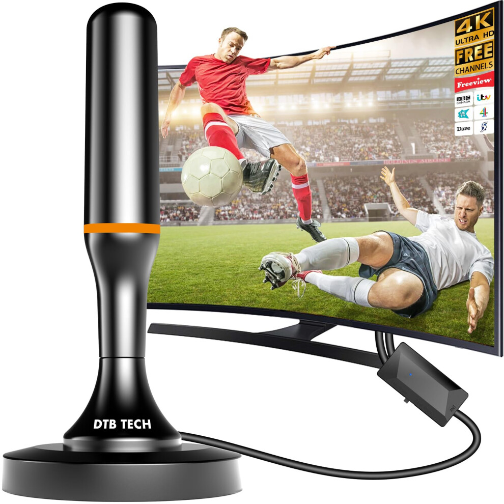 Digital Indoor Tv Aerial For Smart Tv, Freeview Tv Ariels Indoor, Portable 4K Hdtv Antenna For Local Channels With Magnetic Base, 9.8Ft Cable - Fit A 5000287494436