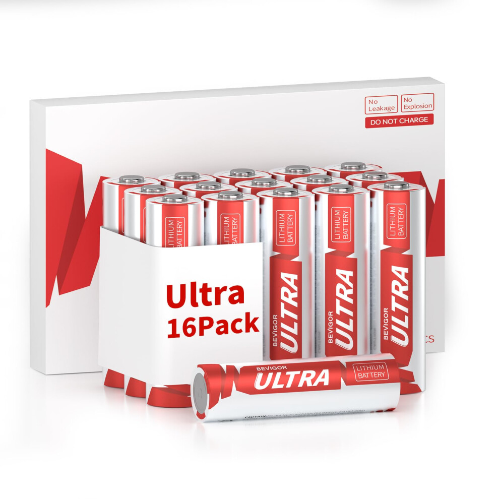 Bevigor Lithium Aa Battery - Pack Of 16, 3500Mah 1.5V High Capacity Long Lasting Aa Batteries, Suitable For A Variety Of Household Equipment, Securit 5006914023550