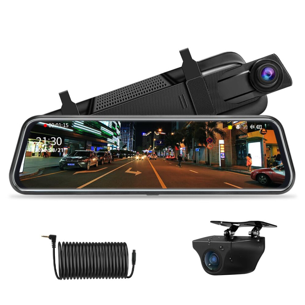 Ã2026 UpgradedãJansite 10" Mirror Dash Cam Front And Rear View Camera 1080P Full Touch Screen Night Vision Dual Car Camera Dash Cam Loop Recording 5008785924653