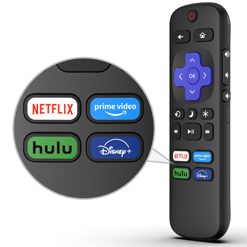 Remote Control For Roku Tv Remote Control, Replacement For Tcl/Hisense/Sharp/Philips/Jvc/Rca/Magnavox/Sanyo/Lg/Haier Roku Tvs With Netflix Disney+/Hu 5001766593534