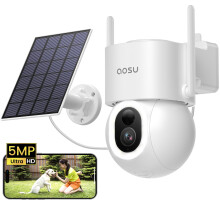 aosu 3K/5MP WiFi Security Cameras Outdoor Wireless, 2 in 1 Solar Outdoor, Home Surveillance Camera 360 Pan&Tilt, 400-Lumen Floodlight, AI Human Ve