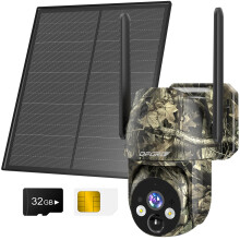 DFGRD 4G LTE Cellular Security Camera Outdoor Solar, 2K HD PTZ Wildlife Camera Wireless Trail Camera with Night Vision, PIR Motion Detection, 0.2s Tr