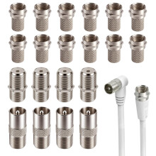 20PCS F Plug Connectors Complete Kit, Rg6.Coaxial Cable Connector, Waterproof Micro Screw TV Aerial Connector, Nickel-Plated Reusable F Type Satellit