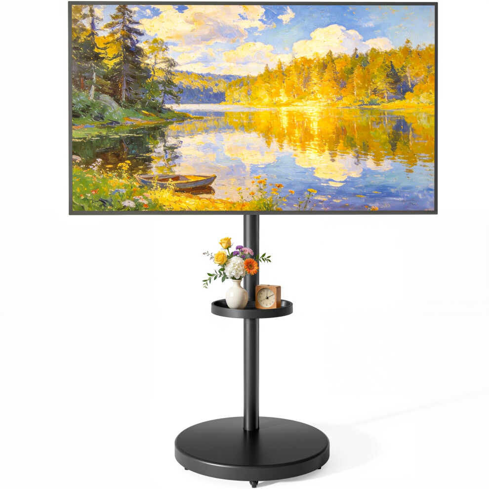 Ecotiny Rolling Tv Stand With Wheels For 32Â65 Inch Tvs Up To 40Kg, Height Adjustable Strong Mobile Tv Cart With Shelf, Portrait To Landscape, Max V 5003227348448
