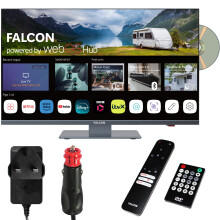 Falcon 24 inch TV WebOS SMART TV Wifi Camping – 12V/24V, Integrated DVD Player, Bluetooth 5.0, USB, Streaming, Freeview, Netflix, Prime Video, pitch