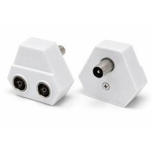 DRUT TV RF Aerial Antenna Coax Splitter, 1 Male to 2 Way Female Sockets Adapter Connector Joiner