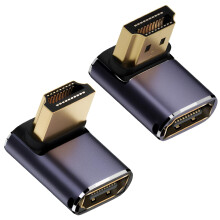 Quwem 2 Pack 8k Left & Right Angle 90 Degree HDMI Adapter, 48Gbps Uhd HDMI 2.1 Male to Female Extender Connector Supports 8K@60Hz 4K@120Hz Compatible