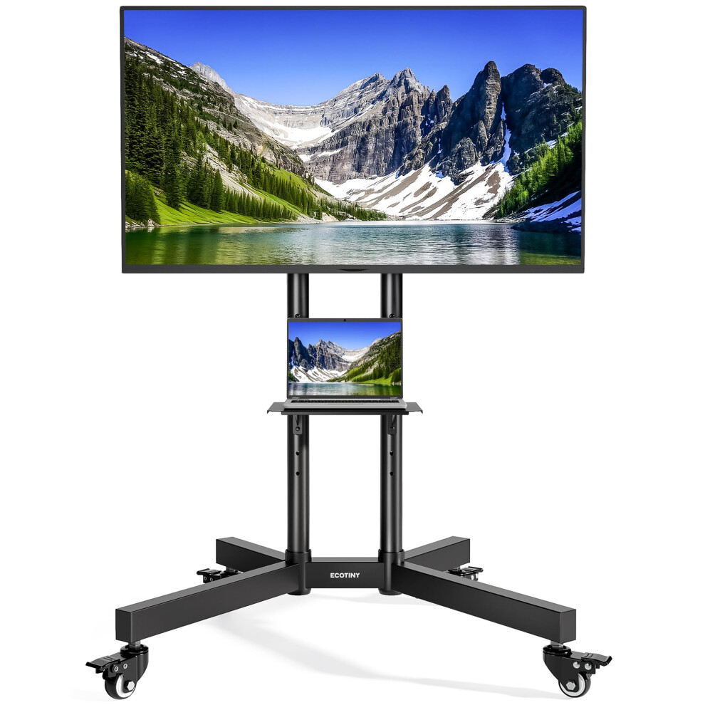 Ecotiny Rolling Tv Stand For 32Â85" Screens Â Supports 70 Kg Tv, Stable Mobile Tv Cart With Shelf & Locking Wheels, Floor Tv Stand For Home, Meeti 5004771409944