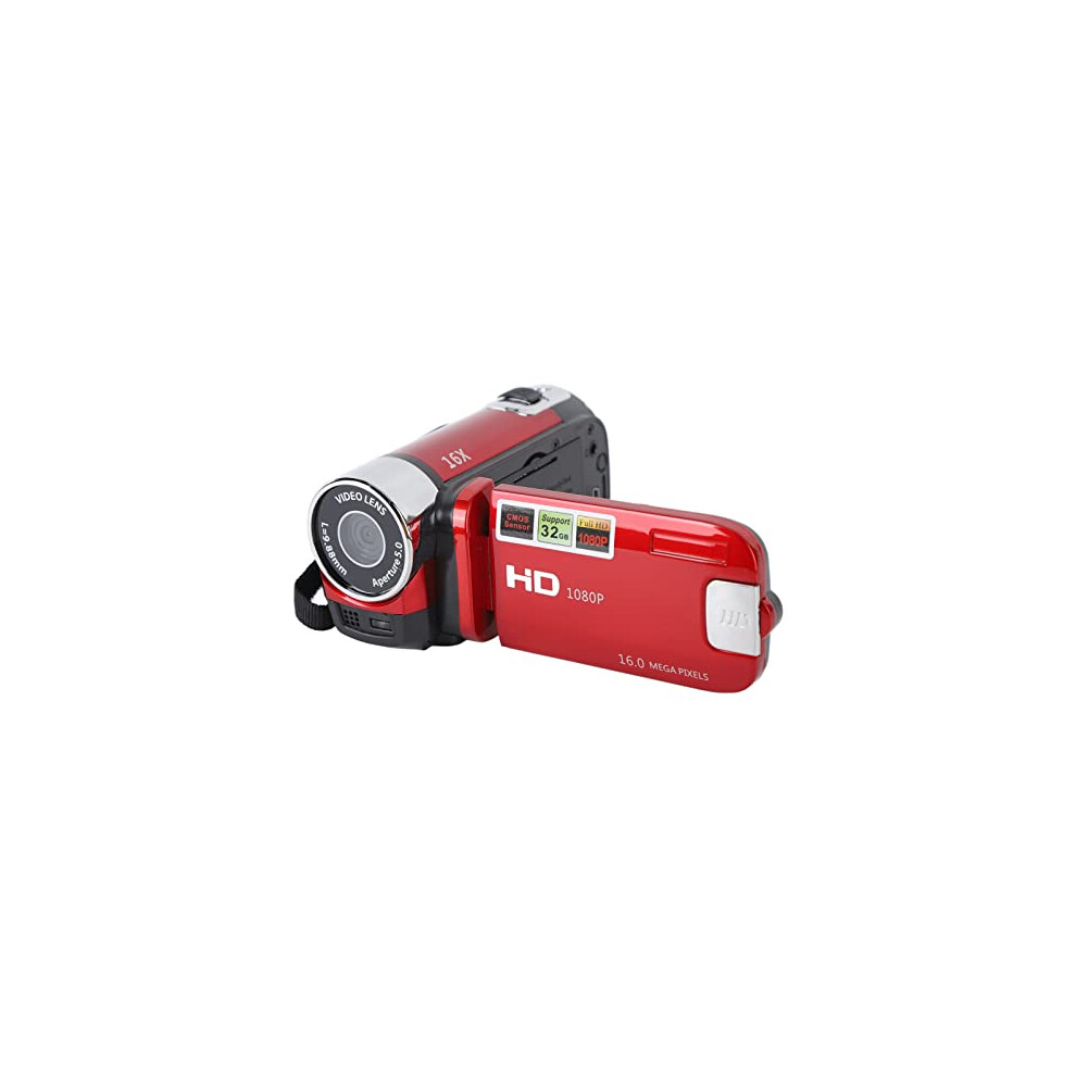 1080P Hd Camcorder, 16Mp Dv Camera, 16X Digital Zoom, 2.7In Tft Rotatable Screen, Built In Speakers, Usb (Red) Red 5005514978482