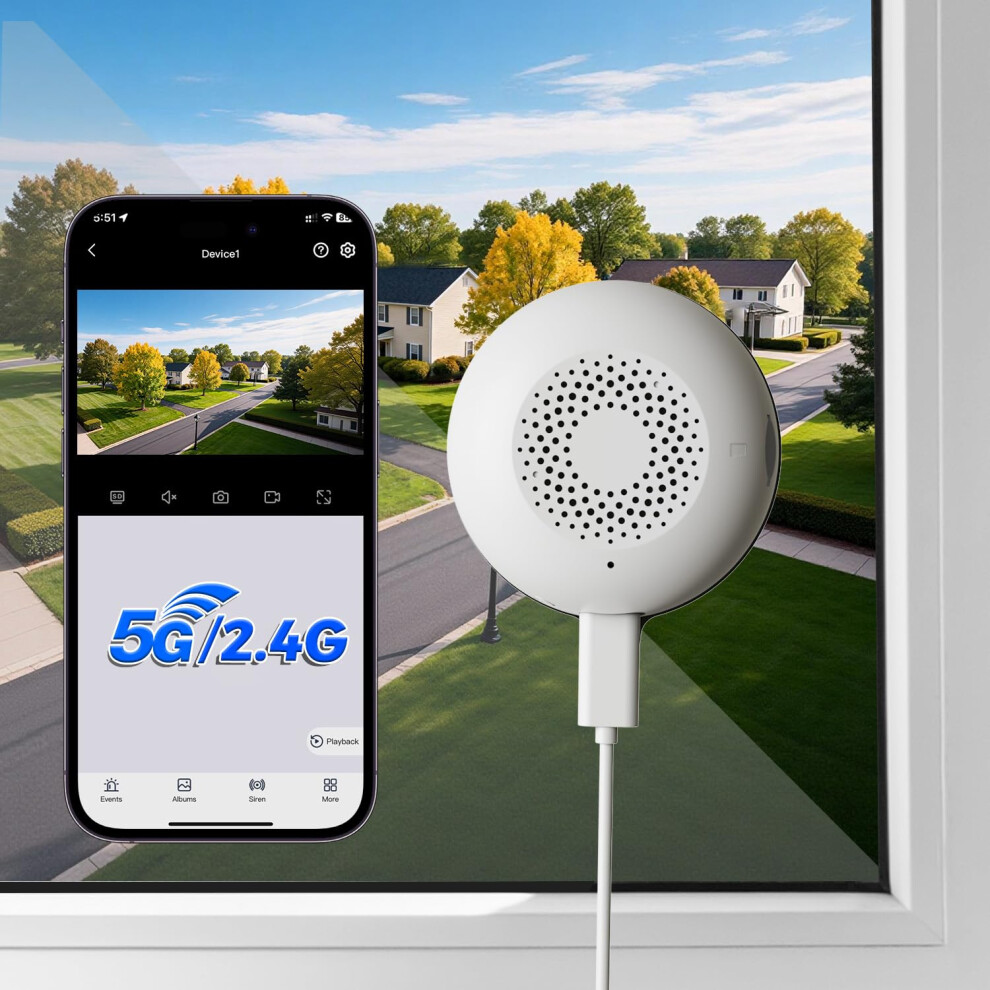Mrowly 2K 3Mp Window Camera, Wifi 2.4/5Ghz Window Camera For Looking Outside, Security Camera Night Vision Through Window, People/Motion Detection, 2 5005080212744