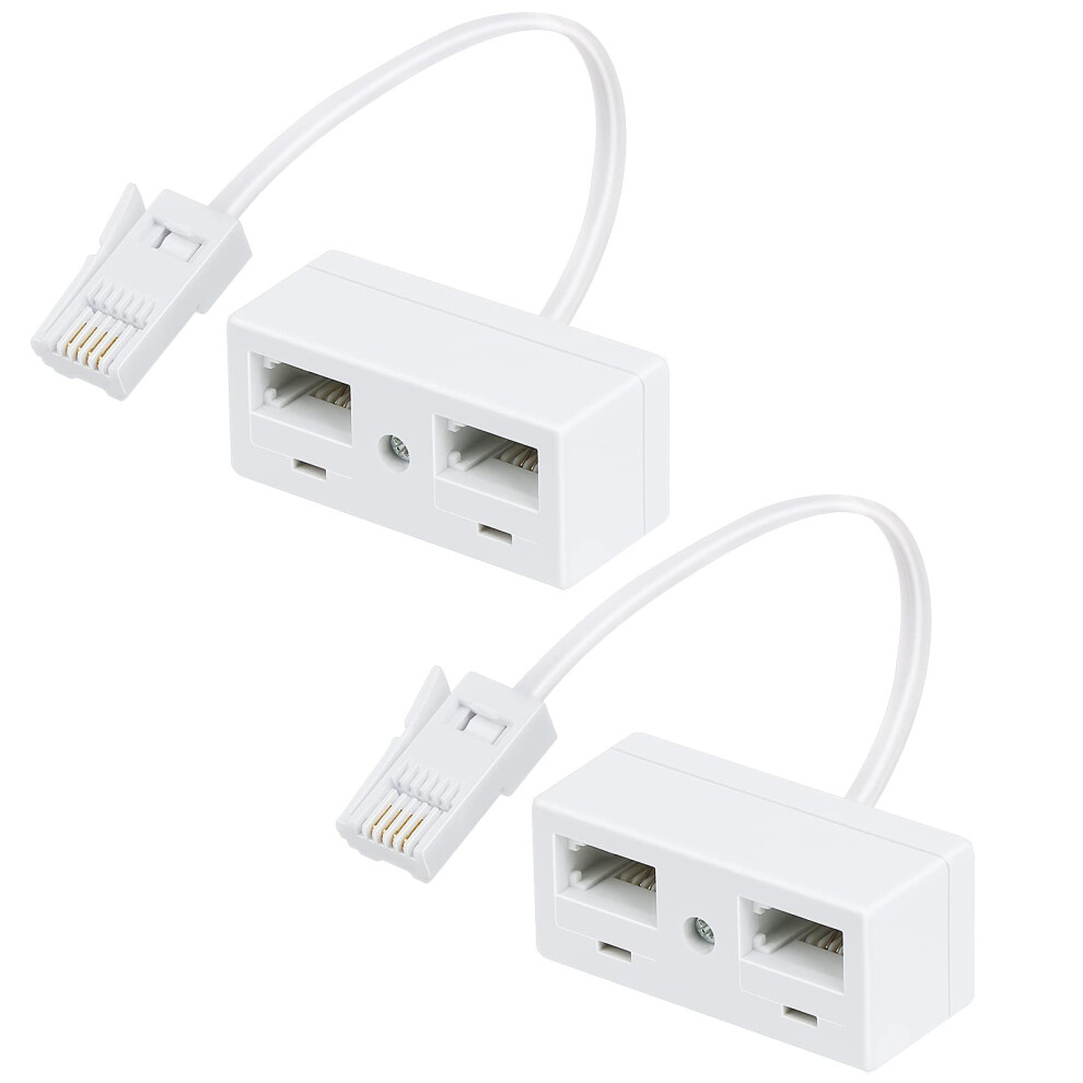 Uvital Telephone Splitters, 2 Way Bt Phone Socket Adapter, Rj11 Bt Plug Male To 2 Female, Double Phone Socket Adaptor For Uk Landline Telephone, Fax, 5007561487672