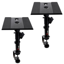 Tlingt Support Desktop Speaker Stand Pair, Clamp-on Studio Monitor Stand, Heavy Duty 22.5x24 cm Metal Tray, -10 to +10 Tilt, Fits a Wide Range of