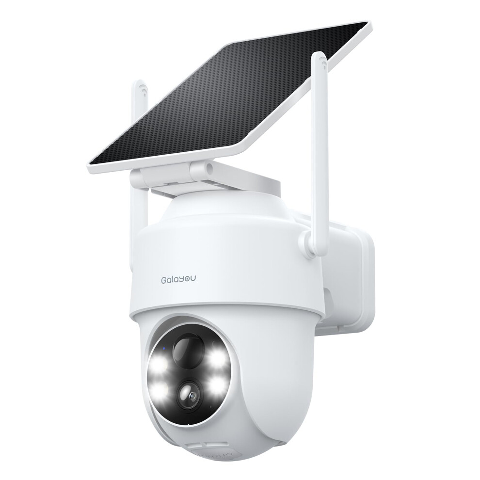 Galayou Solar Security Camera Outdoor Wireless, 2K Battery Powered Security Camera With Solar Panel, Wireless Cctv Color Night Vision, Pir Motion & H 5006270934538