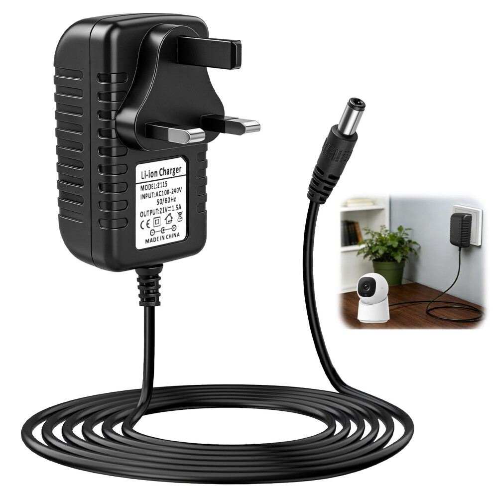 Photos - Cable (video, audio, USB) 21V Lithium Battery Charger for Mini Chainsaw, AC DC Power Supply Adapter with 5.5x2.5mm Plug for Electric Pruning Shears Po