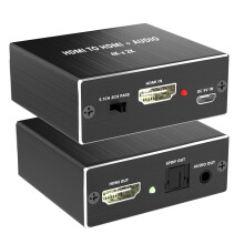 HDMI Audio Extractor, 4K x 2K Audio Splitter, HD MI Input to HDMI + Optical Digital + 3.5mm Stereo Output, Compatible for PS5/PS4/PS3/Blu-ray/HDTV