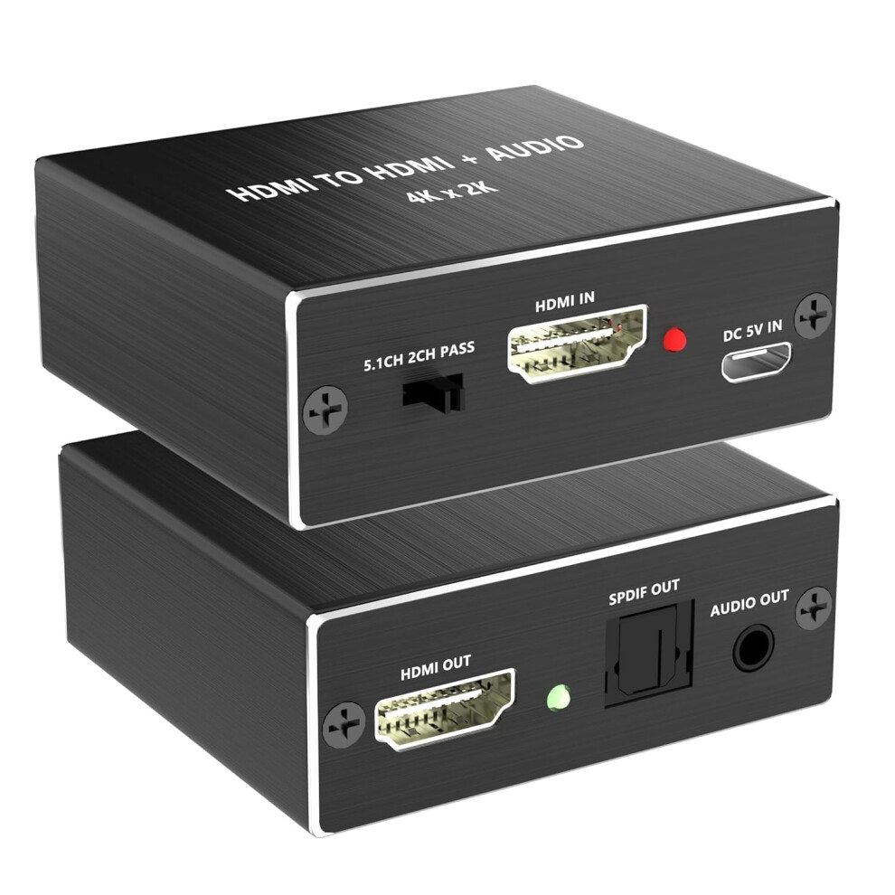 Hdmi Audio Extractor, 4K X 2K Audio Splitter, Hd Mi Input To Hdmi + Optical Digital + 3.5Mm Stereo Output, Compatible For Ps5/Ps4/Ps3/Blu-Ray/Hdtv 5004735225092
