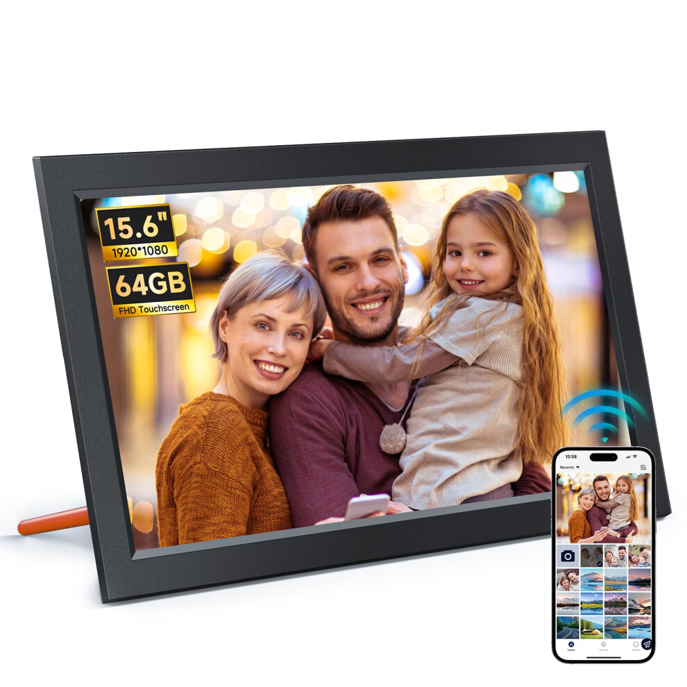 Ckypad 64Gb 15.6" Digital Photo Frame Wifi, 1920X1080 Fhd Ips Touch Screen Large Digital Picture Frame, Auto-Rotate, Wall Mountable, Share Photos Or 5009666327549