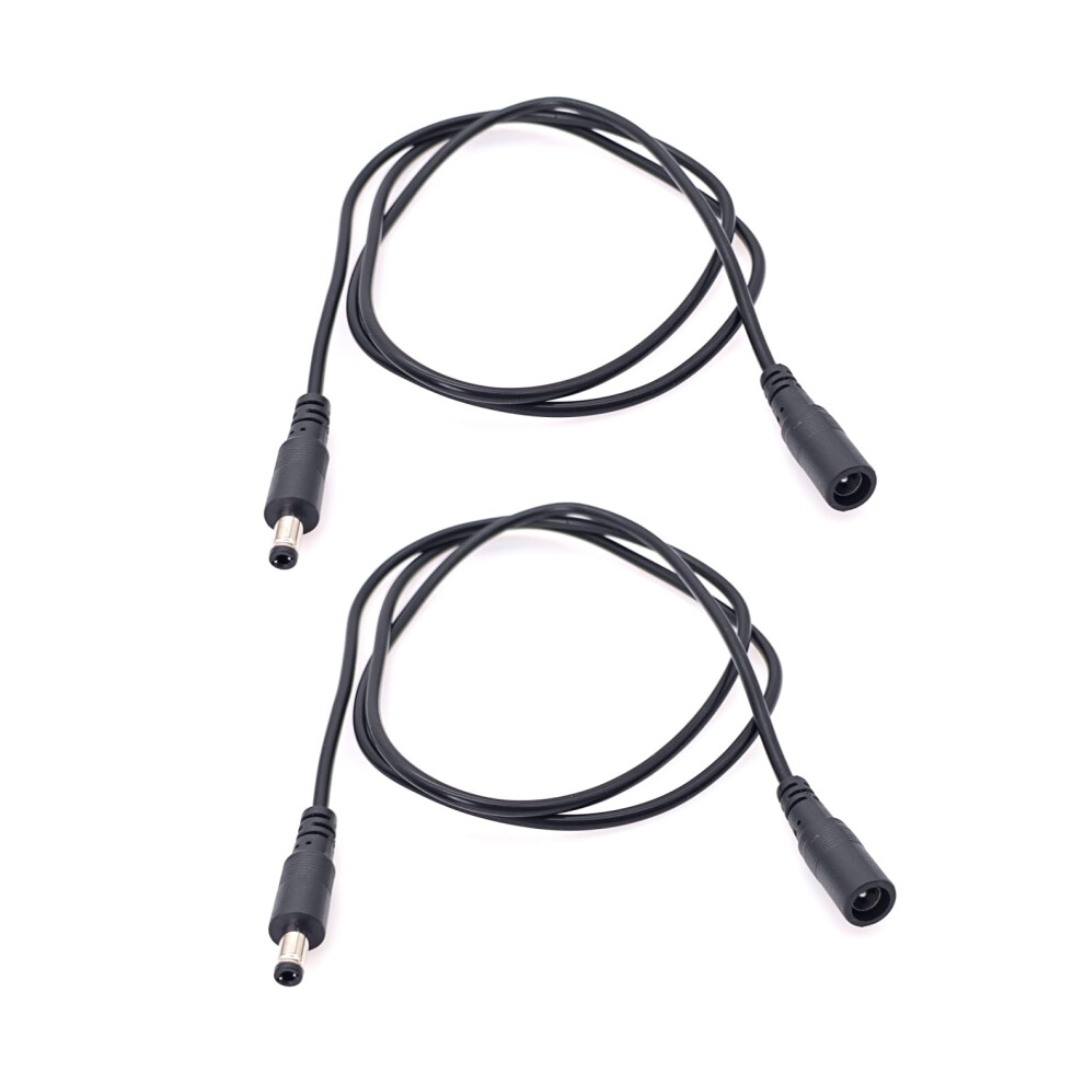 Jzk 2Pcs 1M Black 5.5Mm X 2.1Mm Dc Power Extension Cable, 2.1Mm X 5.5Mm Female To Male Power Adapter Cord, Dc 5V 6V 9V 12V 24V Power Lead For Cctv Ca 5005684993513