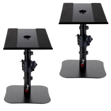 Desktop Speaker Stand Pair, 22.5x24 cm Metal Tray, -10 to +10 Tilt, Flat Base Universal Fit for Any Desk Surface, Perfect for 5"-7" Monitor & Book
