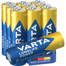VARTA Longlife Power AA Mignon LR06 Alkaline Battery (10-pack) - Made in Germany - ideal for toys, torches, controllers and other battery-powered dev