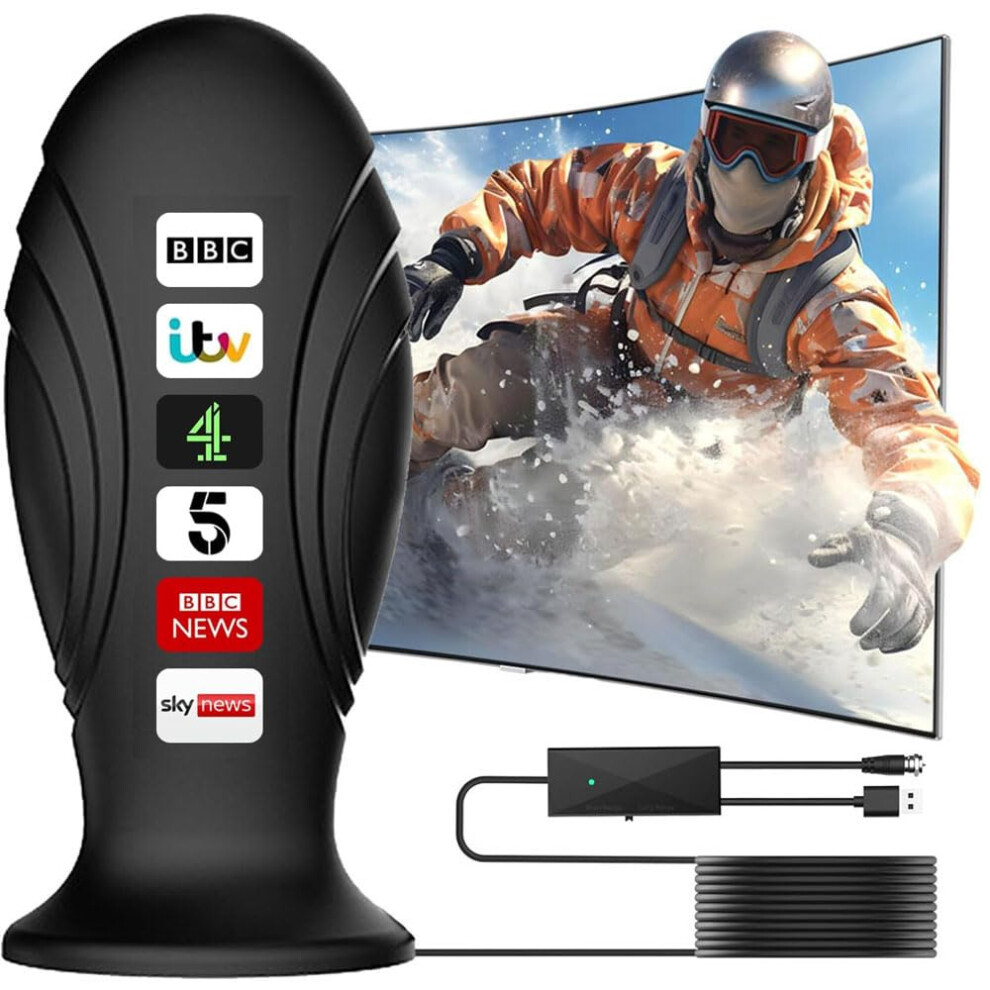 Tv Aerial, Digital Indoor Tv Aerial With Strong Signal Booster Uk, 560+ Miles Range Reception Portable Tv Ariel, Indoor Smart Tv Antenna Amplifier Fo 5003261541027