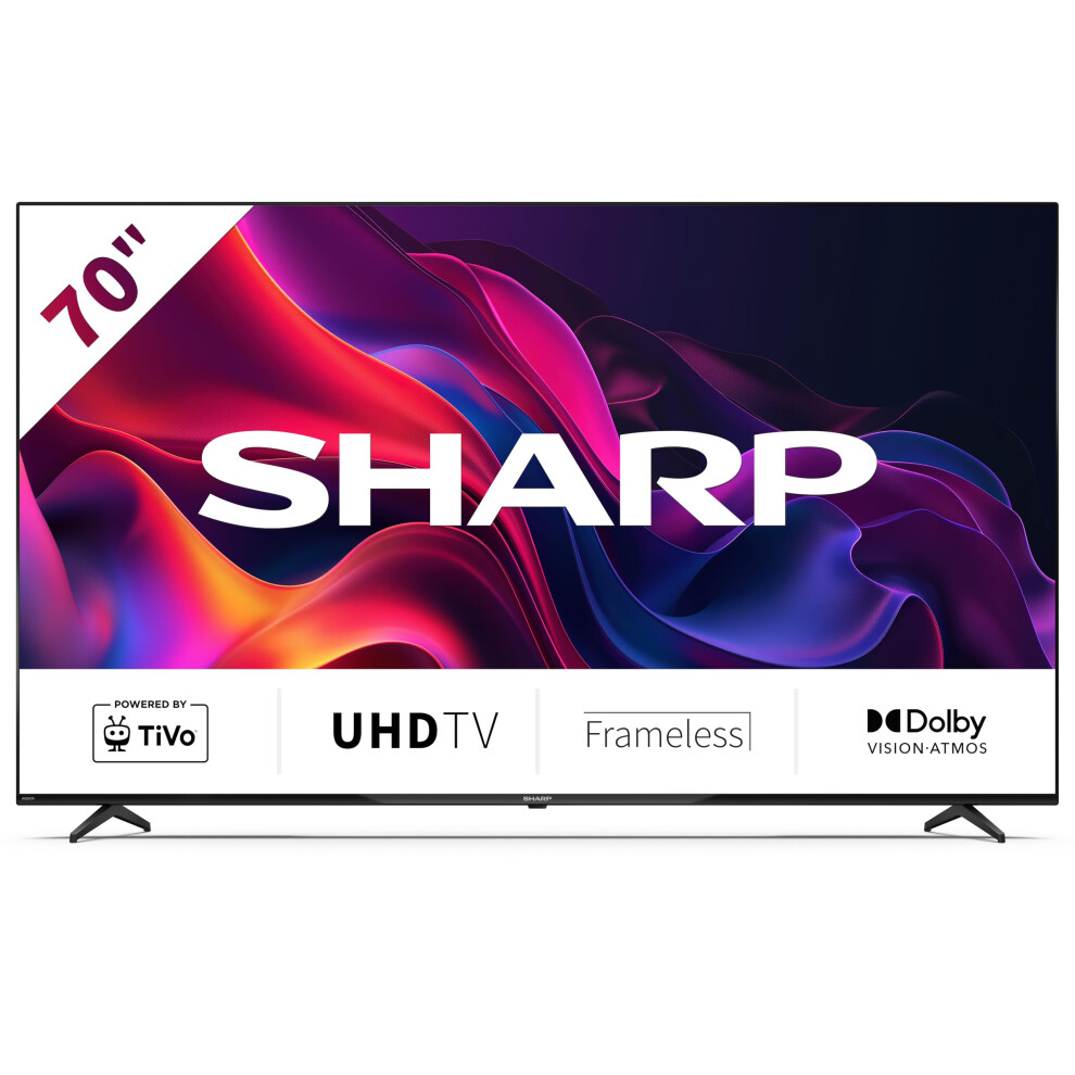 Sharp 70Gk4245k 70" 4K Uhd Smart Tv – Frameless Led, Tivo Smart Platform With Tivo+ (160+ Free Channels), Freely With No Subscriptions, Dolby Vision