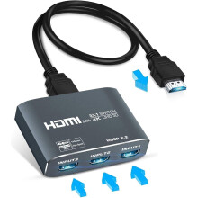 4K@60Hz HDMI Switch,【Updated Aluminum HDMI Switch 2.0b 】,3 in 1 Out HDMI Switcher Selector,Supports 4K 60HZ,HDCP 2.2, HDR 10, 18Gbps,3D,Game Conso