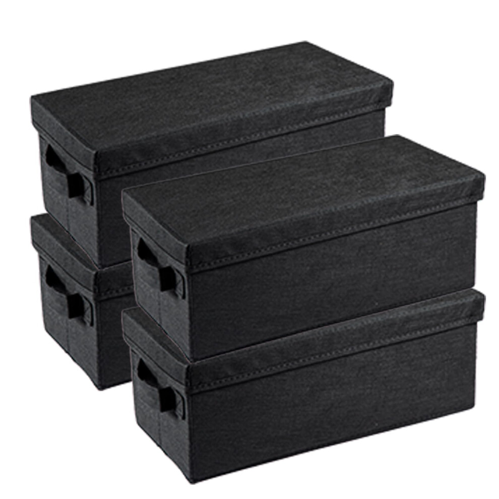 4-Pack Stackable Cd/Dvd Storage Box 36X17x14cm Foldable Disc Media Case Container Holds 20 Dvds/45 Cds Portable Handles Cover For Home Office Black 5002606820377