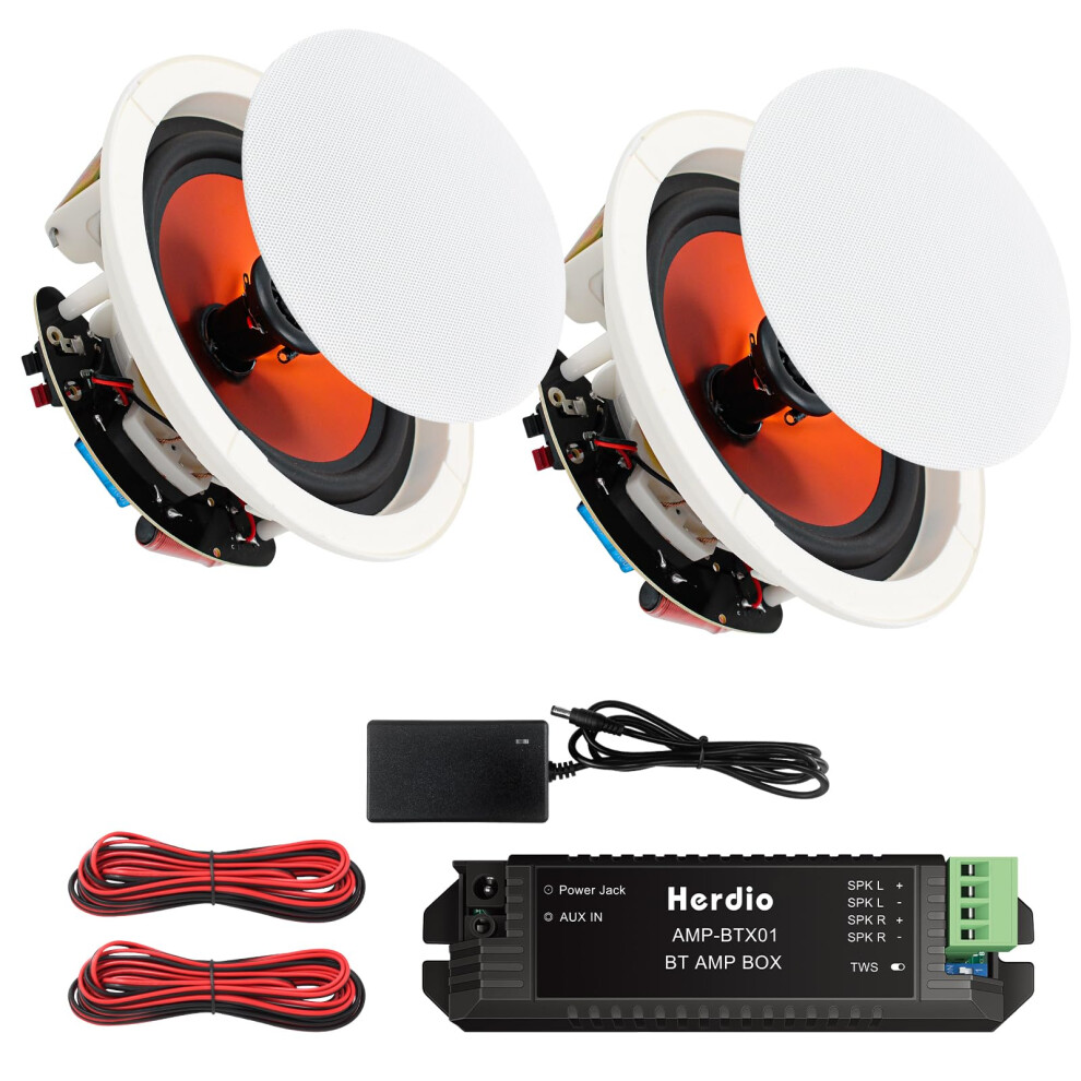 Herdio 8 Inch Bluetooth Ceiling Speakers Max Power 480 Watts 2 Way Flush Mount In Wall Speaker Great For Bathroom, Kitchen,Living Room,Office(1 Pair) 5001384103009