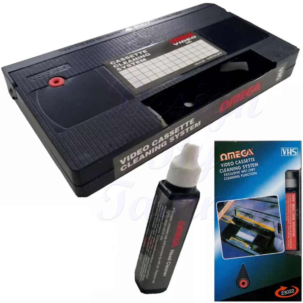 Omega 23022 Vhs Vcr Cassette Tape Video Recorder Head Cleaner System Wet & Dry 5004309345010