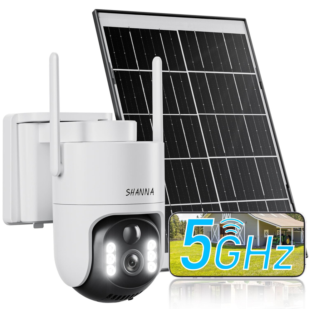 [5Ghz & 2.4Ghz] Solar Security Camera Outdoor Wireless, 8000Mah Battery And 7W Solar Panel, 2K 4Mp Camera Outdoor Wireless Cctv With Floodlight,Ai Mo 5009605456040