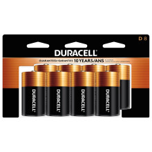 Duracell - CopperTop D Alkaline Batteries with recloseable package - long lasting, all-purpose D battery for household and business - 8 count