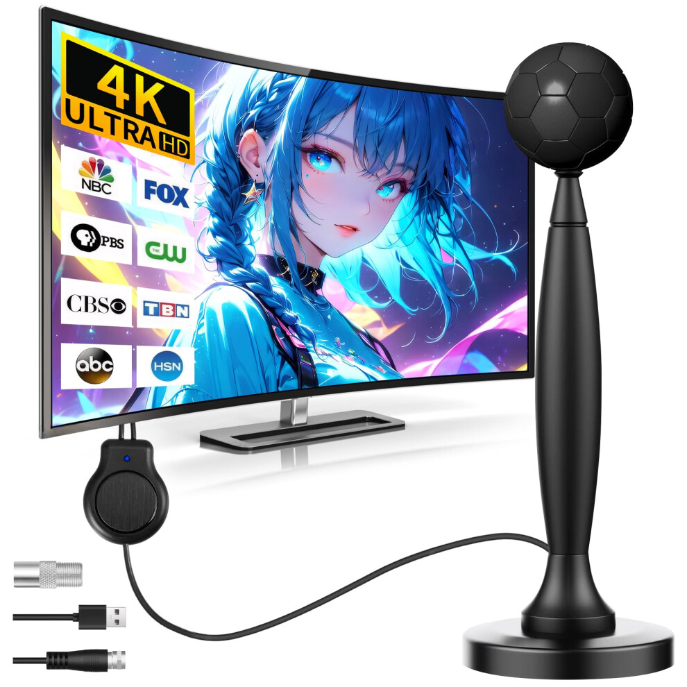Tlidfgeo Tv Aerial, Indoor Tv Aerial For Smart Tvs With Signal Booster High Gain Freeview 250+ Miles,Tvs Signal Booster Tvs-4K 1080P Hdtv & Vhf/Uhf/D 5005695315557