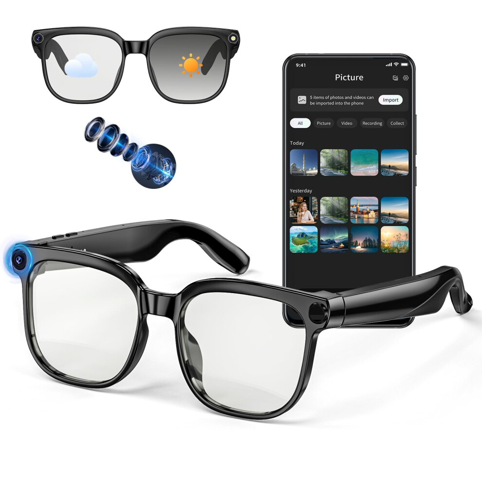 Ai Smart Glasses With Camera, 4K 800W Hd Video Recording Glasses With Audio, Bluetooth Sunglassess With Camera, Real-Time Translation, Voice Assistan 5006884378339