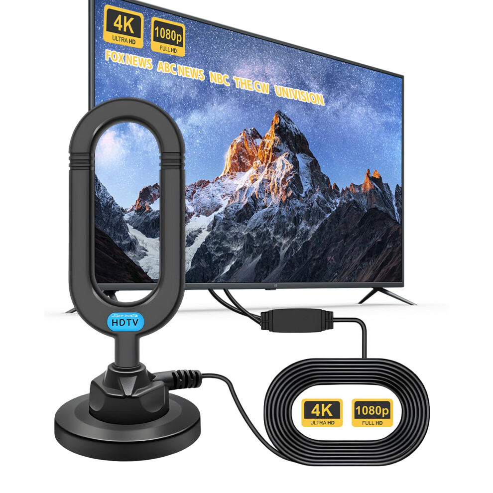 Indoor Tv Aerial For Smart Tv With Signal Booster, High Gain Freeview Hd Antenna For 4K/1080P Hdtv & Vhf/Uhf/Dab Radio, Digital Tv Aerial With 16Ft C 5003969453189