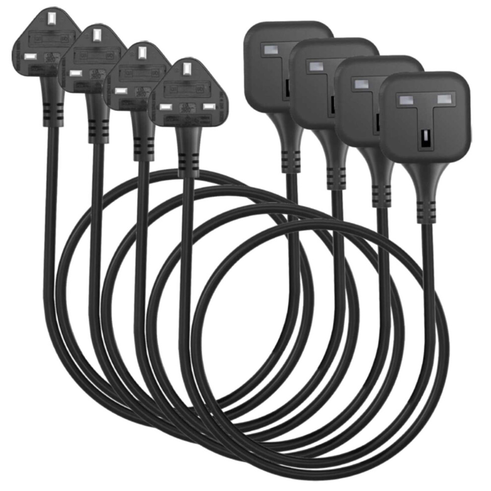 Hitrends Single Socket Extension Lead 0.6M, 1 Gang Uk 3-Pin Plug With Fused (13A 3250W Max), Short Extension Cord For Travel, Home, Office, Black (4- 5004381650316