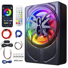 10 Inch 12V Slim Under Seat Car Subwoofer 1200W Max Power with Built-in Amplifier APP Control LED Colour Light Hi/Lo Input for SUV Truck MPV Bass Spe
