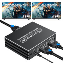 HDMI 2.1 Splitter 1 in 2 out 4K 120Hz 8K 60Hz with Audio Out, BolAAzuL 1x2 HDMI Y Splitters Powered Plug&Play for Dual Monitors Duplicate, Low Latenc
